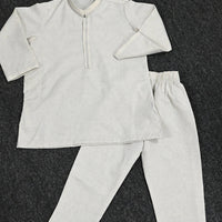 Polyester Cream Kurta Trouser- J. Junaid Jamshed