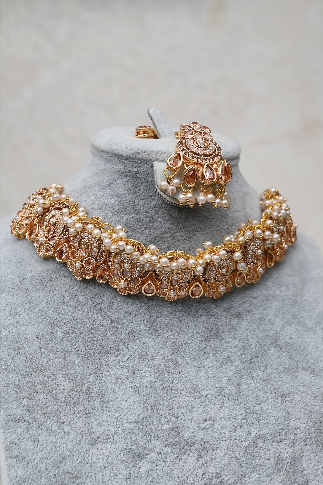 Golden Pearl Choker Jewelry Set