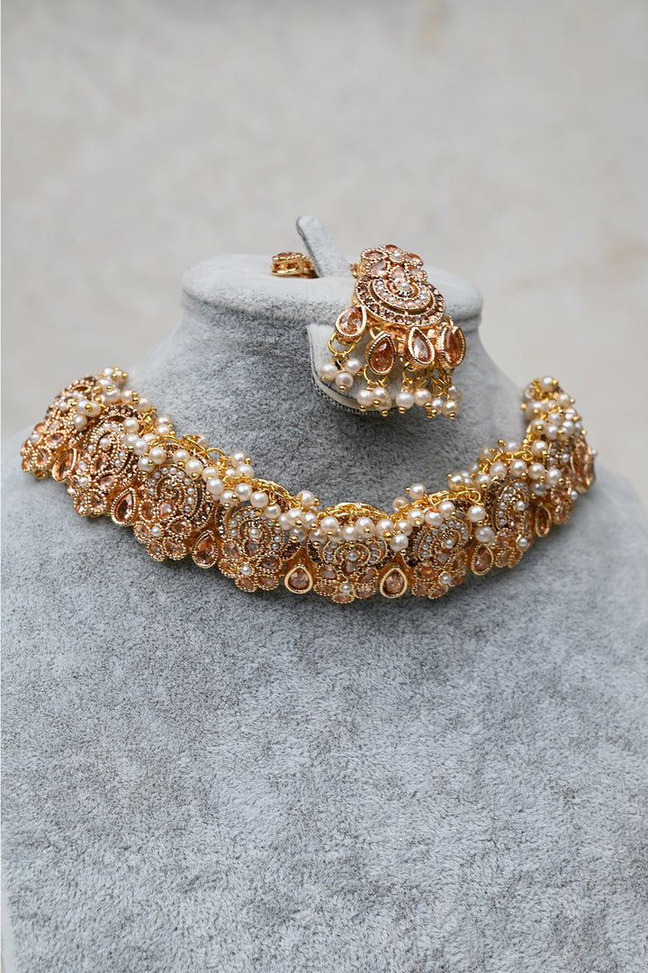Golden Pearl Choker Jewelry Set