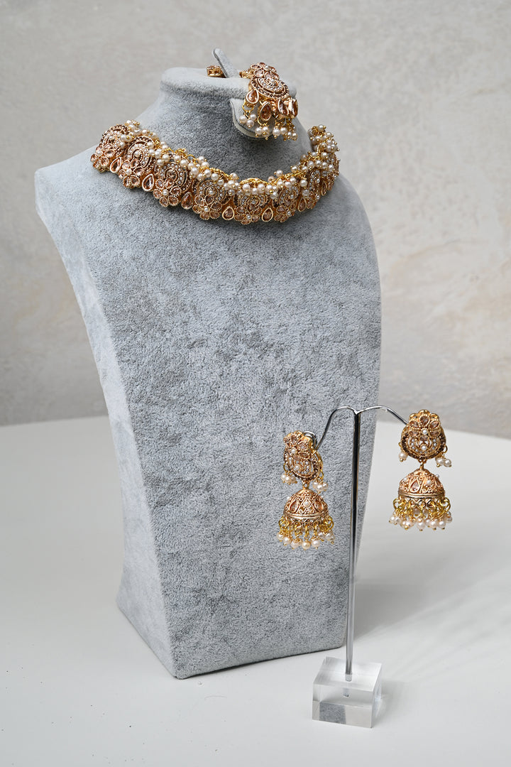 Golden Pearl Choker Jewelry Set