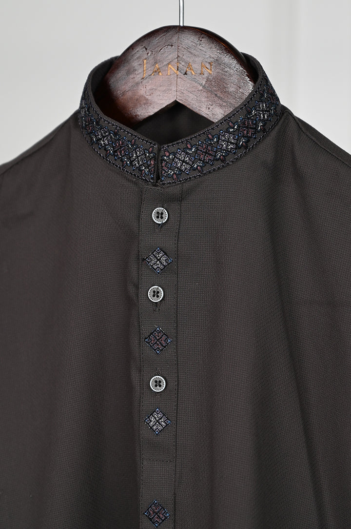 Blended Grey Kurta - J. Junaid Jamshed