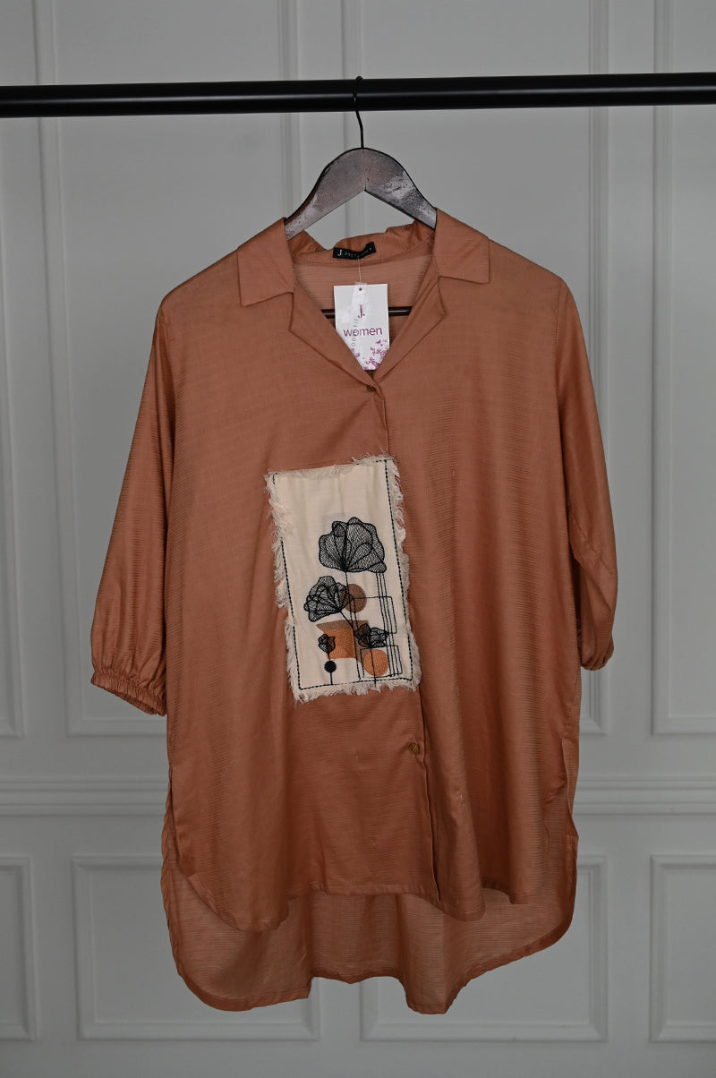 Dobby Brown Kurti - J. Junaid Jamshed
