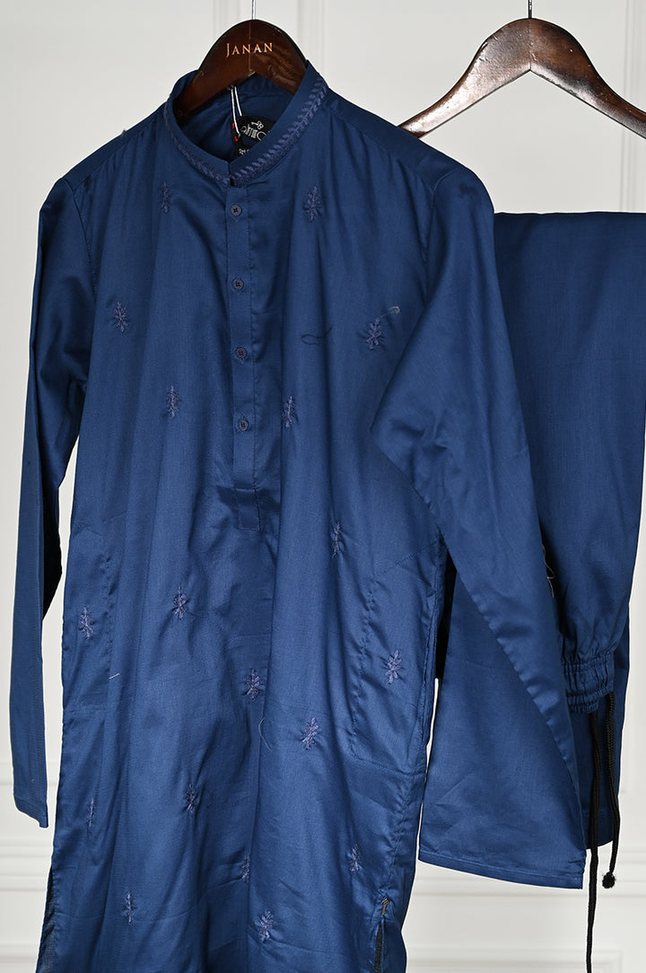 Blended Blue Kurta Trouser - Almirah