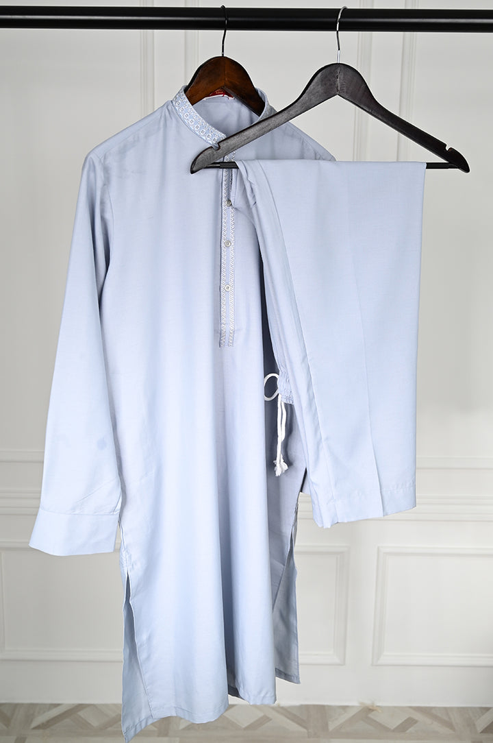 Polyester Sky Blue Kurta Trouser - J. Junaid Jamshed