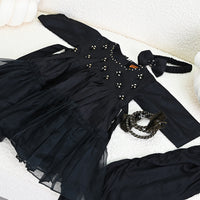 Black & Gold Stitched Suit - Senorita