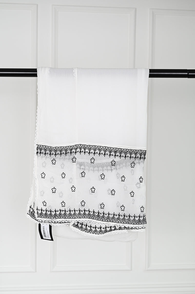 Chiffon White Dupatta - J. Junaid Jamshed