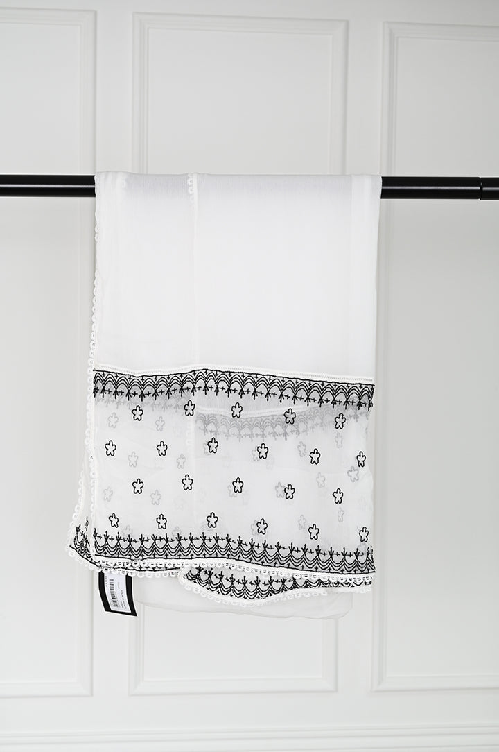 Chiffon White Dupatta - J. Junaid Jamshed
