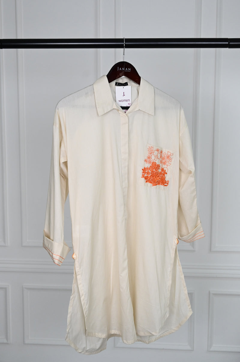 Dobby White Kurti - J. Junaid Jamshed
