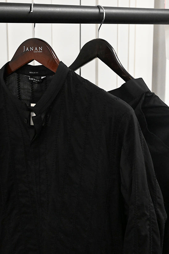 Schiffli Embroidered Cotton Black Shalwar Kameez - Sapphire