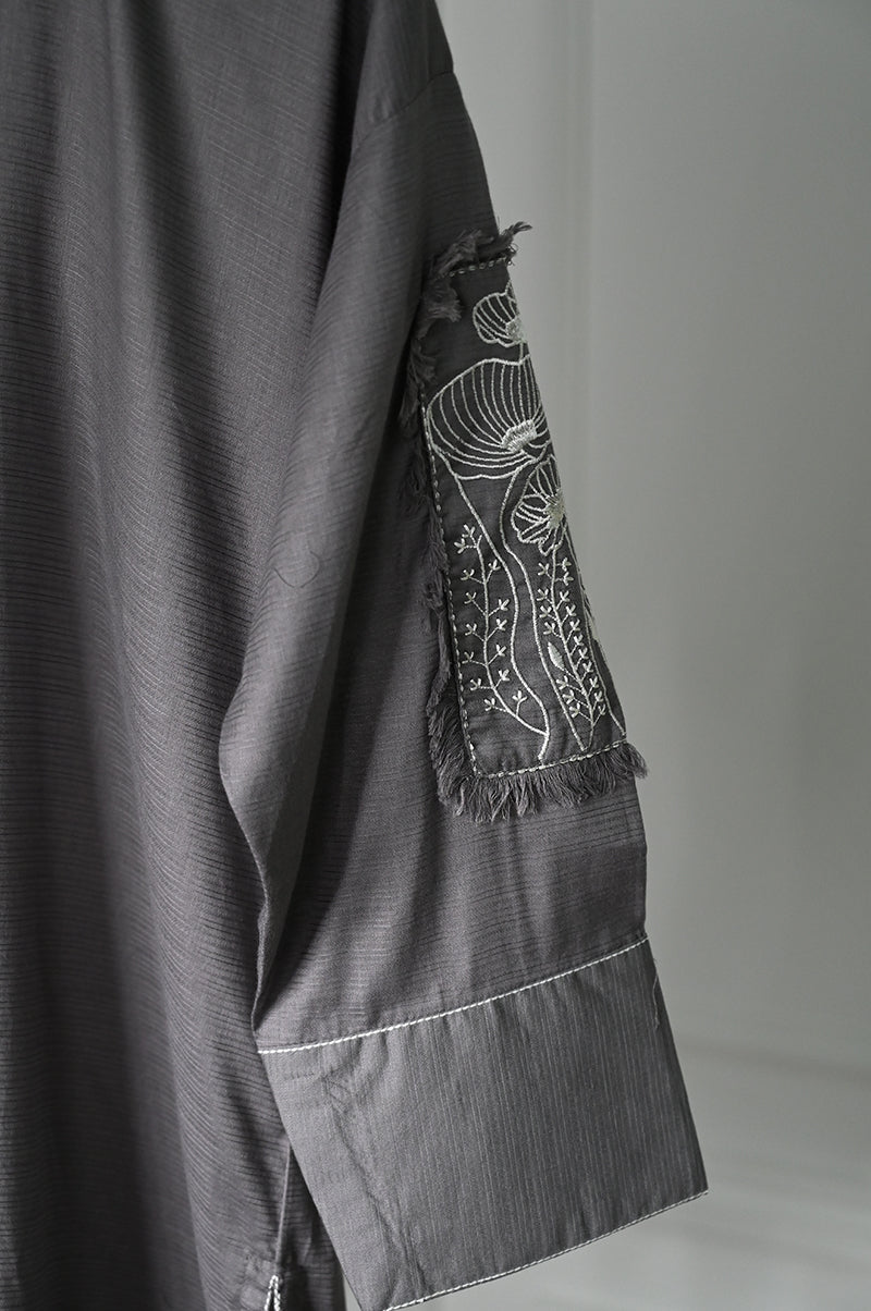 Dobby Grey Kurti - J. Junaid Jamshed