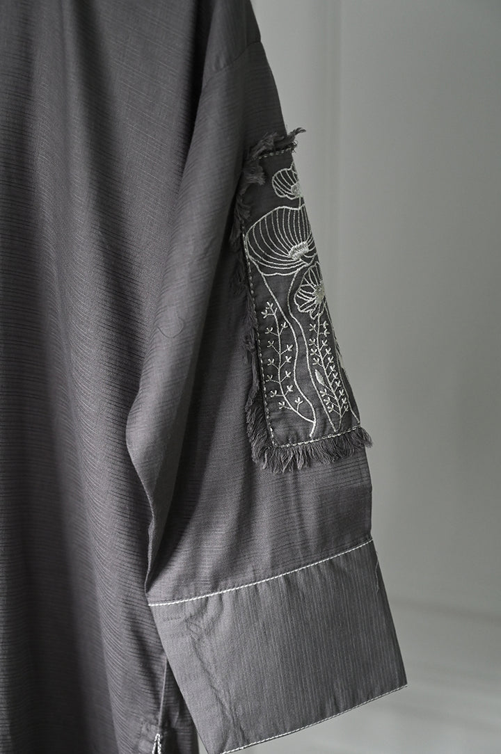 Dobby Grey Kurti - J. Junaid Jamshed