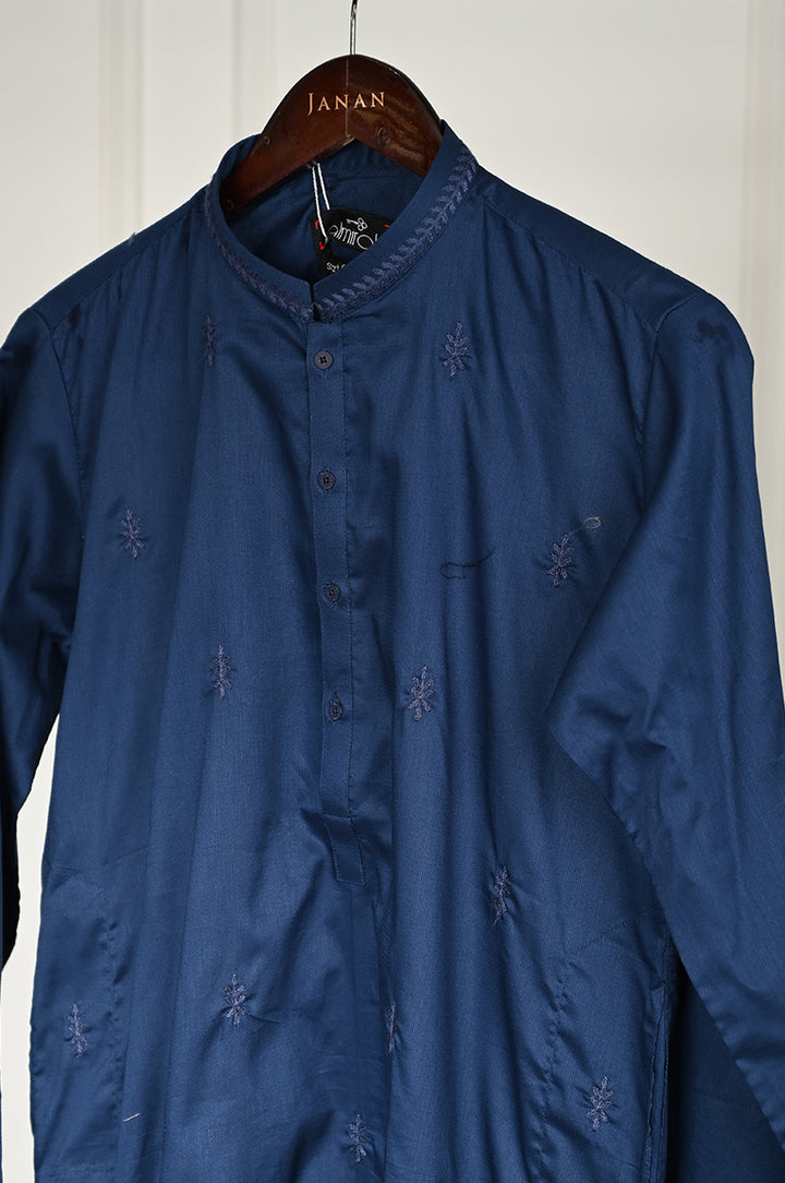 Blended Blue Kurta Trouser - Almirah