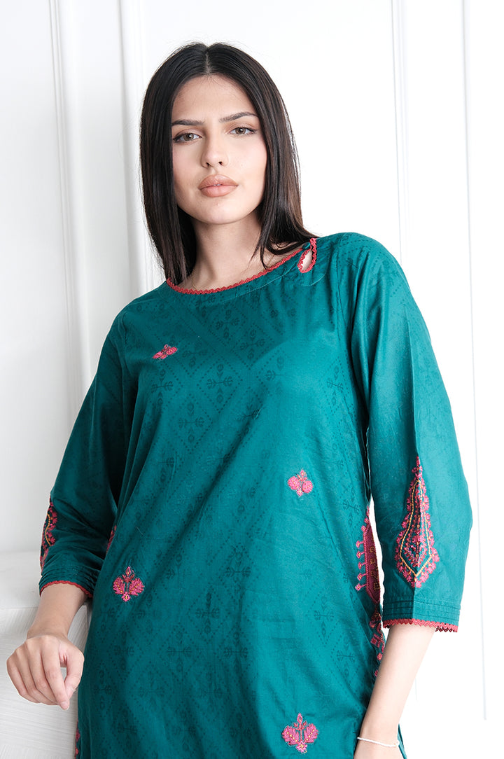 Dobby Green Stitched Suit - J. Junaid Jamshed
