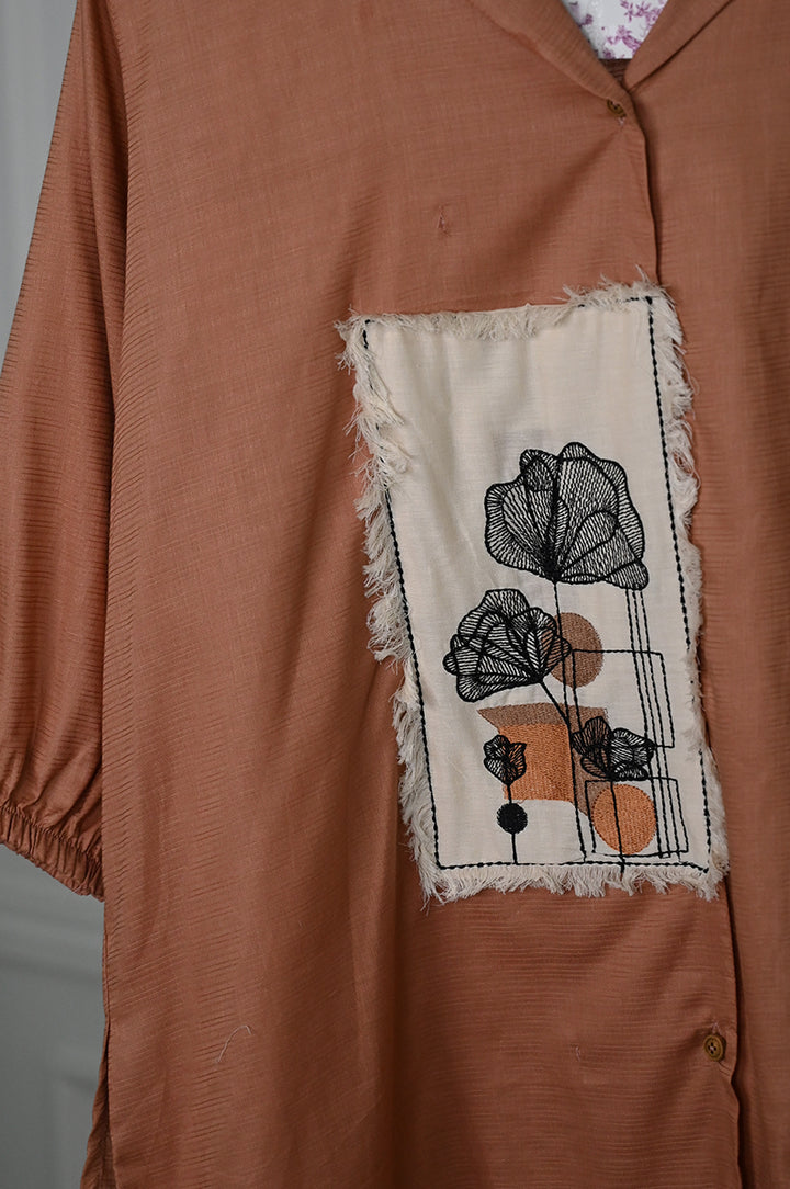 Dobby Brown Kurti - J. Junaid Jamshed