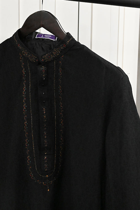 Blended Black Special Kurta - J. Junaid Jamshed