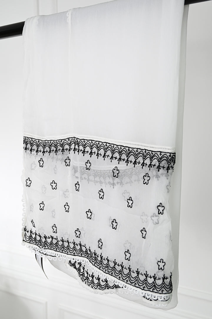 Chiffon White Dupatta - J. Junaid Jamshed