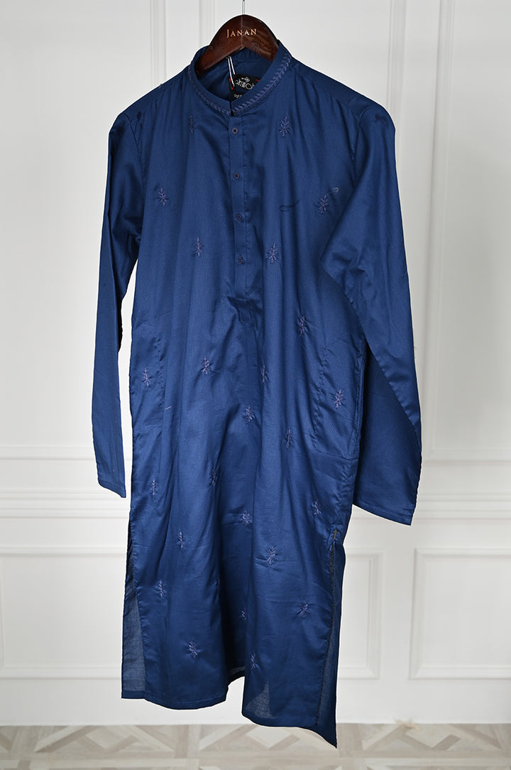 Blended Blue Kurta Trouser - Almirah