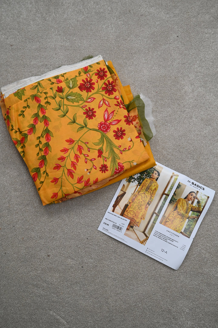 Lawn Yellow Unstitched Suit - Maria B Eid Basic