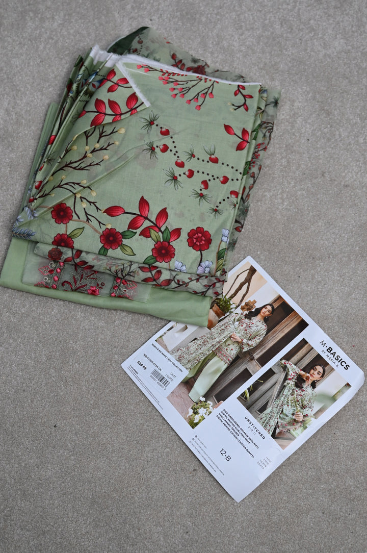 Lawn Light Green Unstitched Suit - Maria B Eid Basic