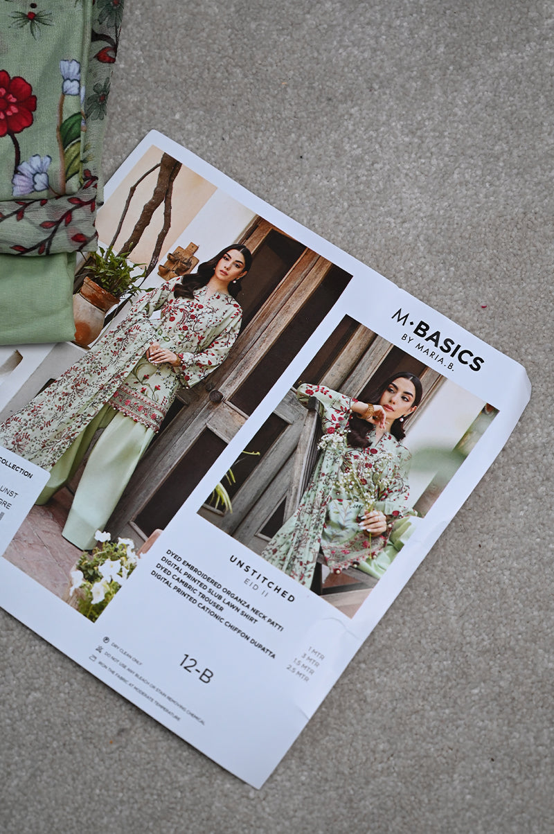 Lawn Light Green Unstitched Suit - Maria B Eid Basic