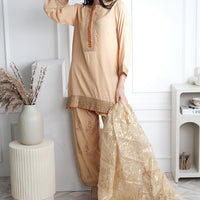Embroidered Raw Silk Skin Stitched Suit - Charizma