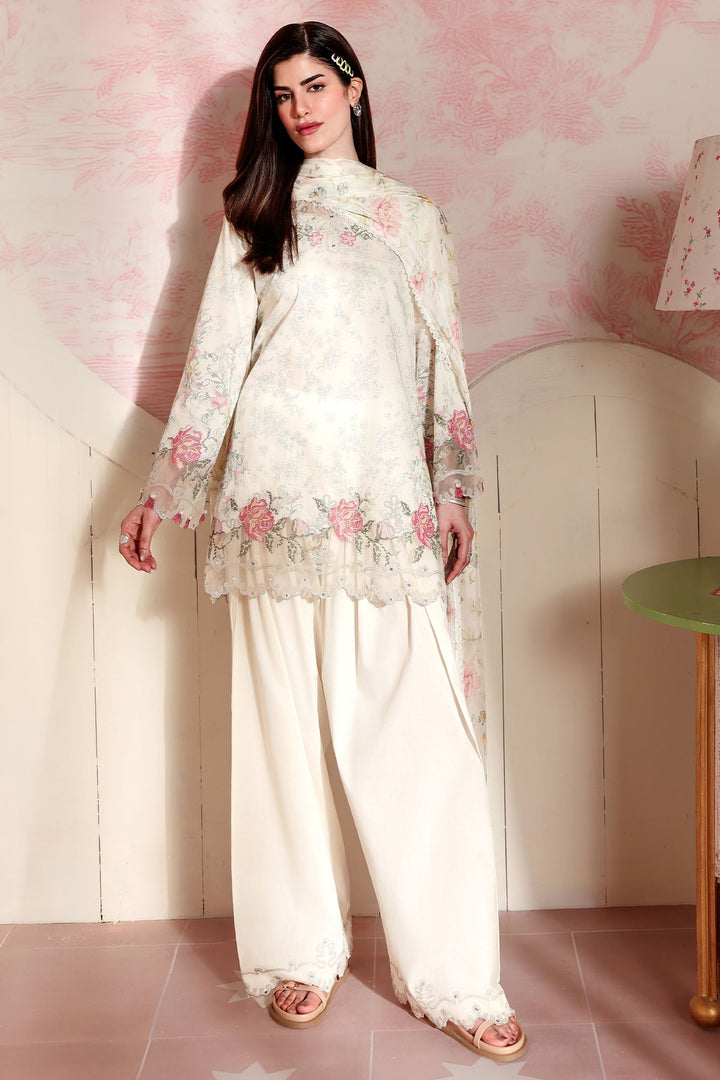 Petal Form - Cross Stitch Embroidered Lawn Stitched