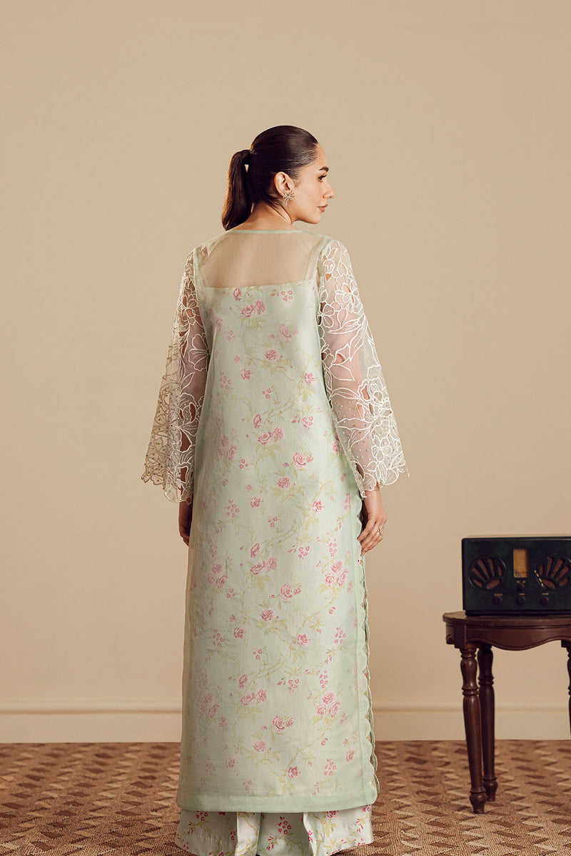 Charmeuse Silk & Organza Pista Stitched Suit - Vanya