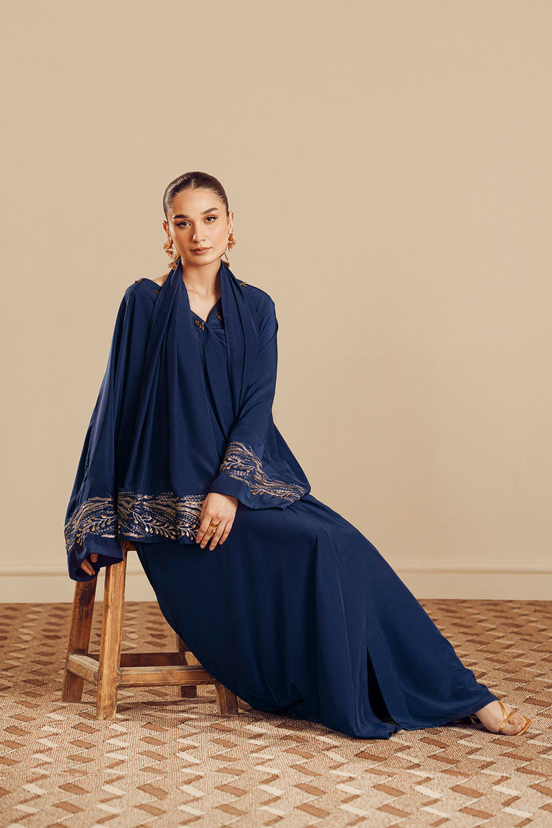 Silk Blue Abaya - Vanya