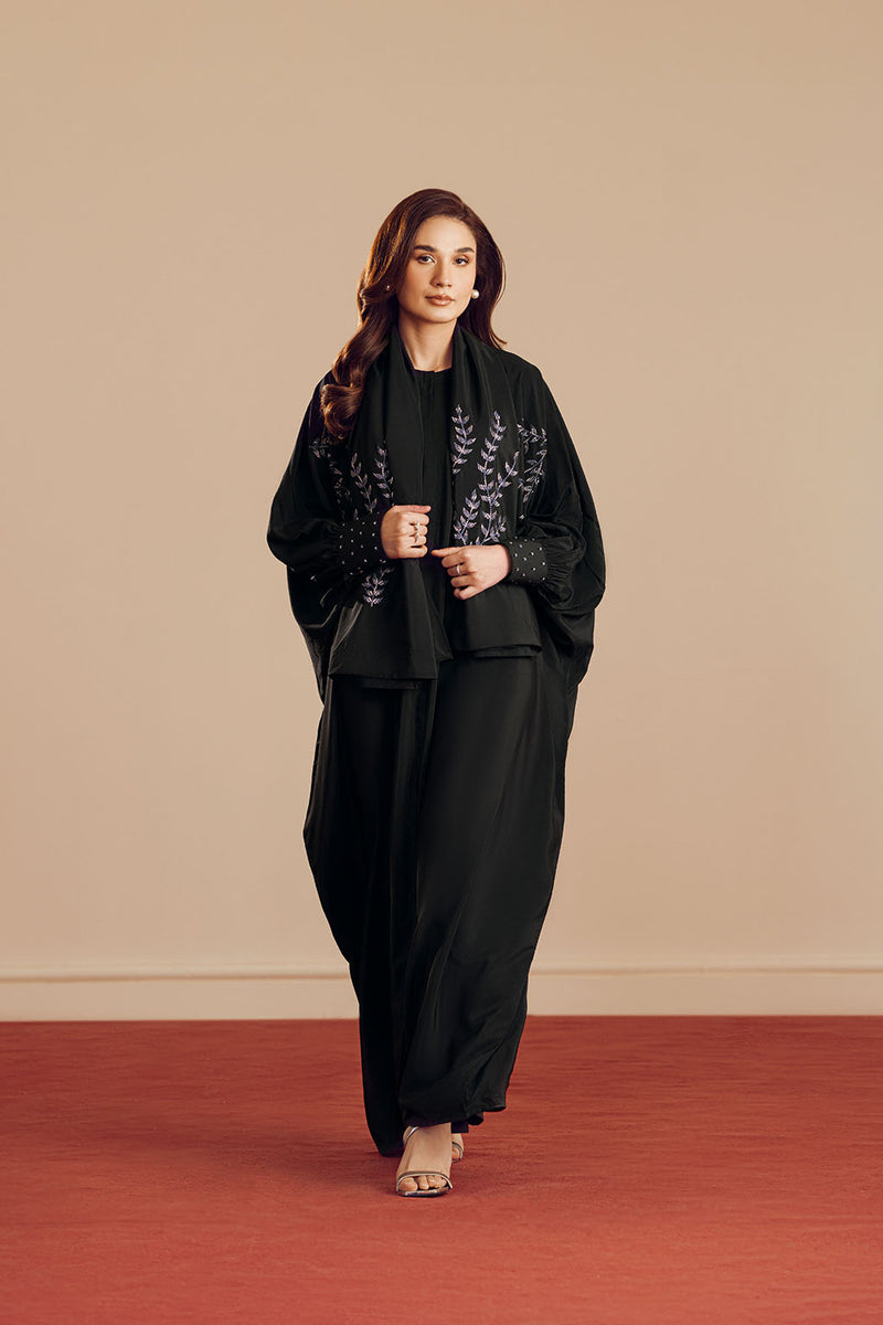 Silk Black Abaya - Vanya