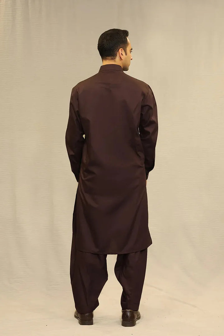 Basic Poly Viscose Deep Mahogany Slim Fit Suit - Amir Adnan