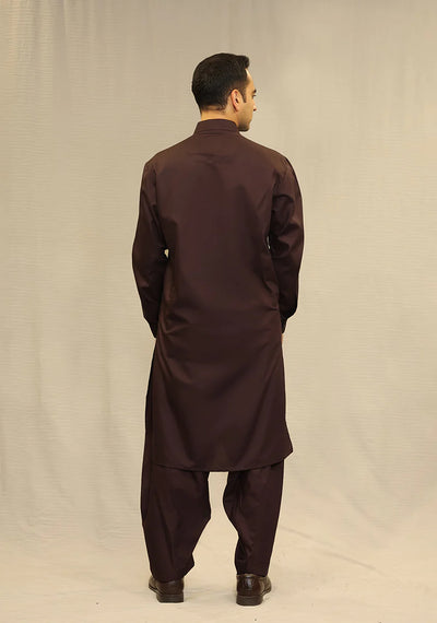 Basic Poly Viscose Deep Mahogany Slim Fit Suit - Amir Adnan