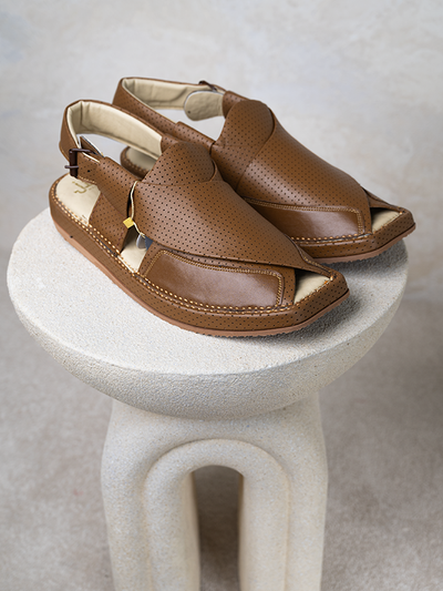 Peshawari Chappal - Camel Brown - Jiah