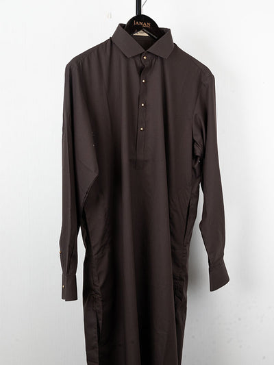 Blended Brown Kurta Trouser - J. Junaid Jamshed