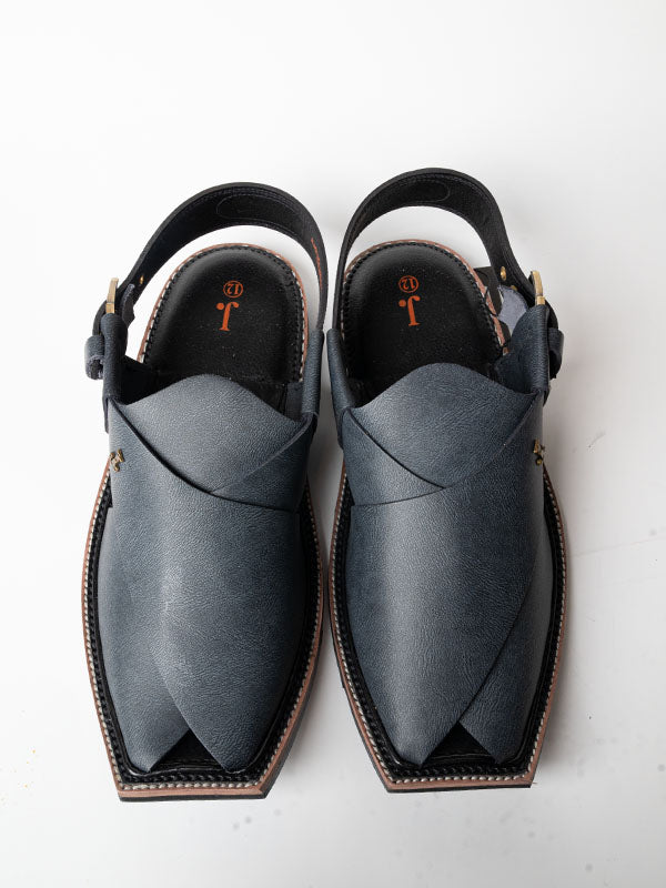 Plain Grey Peshawari Chappal - J. Junaid Jamshed