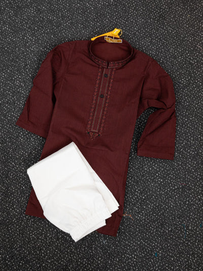 Blended Maroon Special Kurta - J. Junaid Jamshed