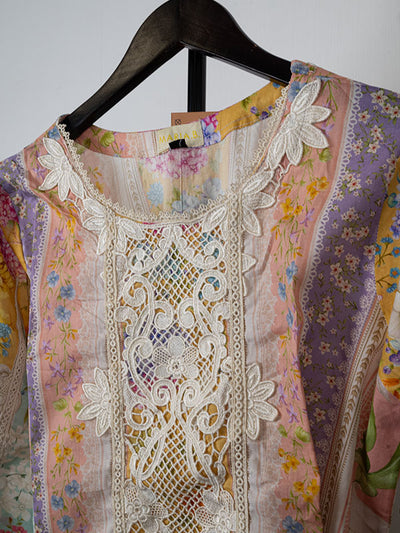 Embroidered Organza Beige Stitched Suit - Maria B Luxury Lawn