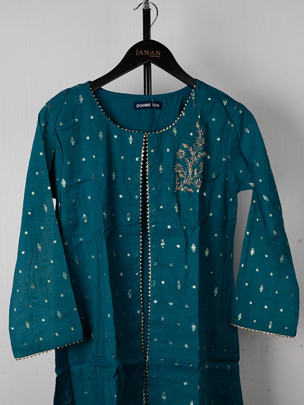 Turquoise Stitched Suit - Ochre