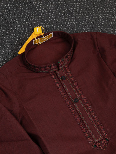 Blended Maroon Special Kurta - J. Junaid Jamshed