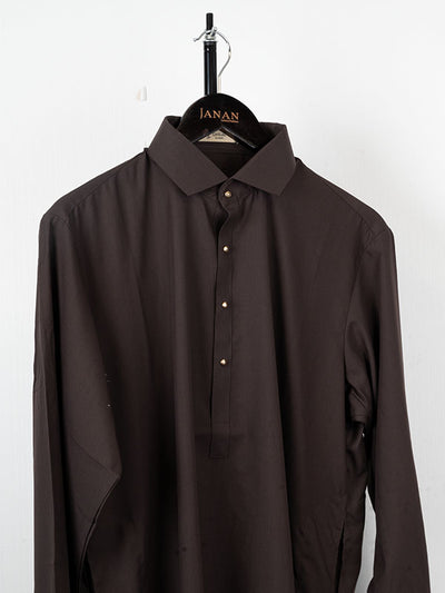 Blended Brown Kurta Trouser - J. Junaid Jamshed
