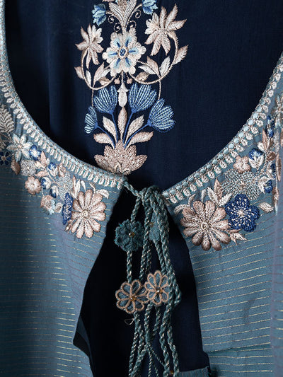 Printed Embroidered Turqoise 3 Piece Suit - Nishat
