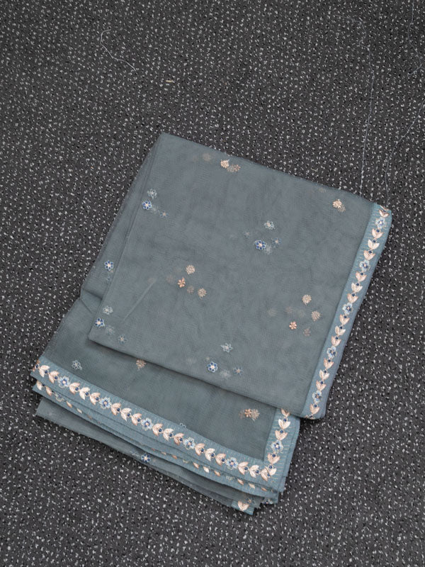 Printed Embroidered Turqoise 3 Piece Suit - Nishat