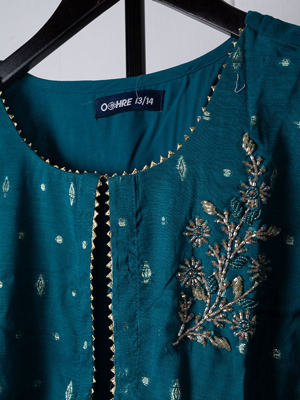 Turquoise Stitched Suit - Ochre