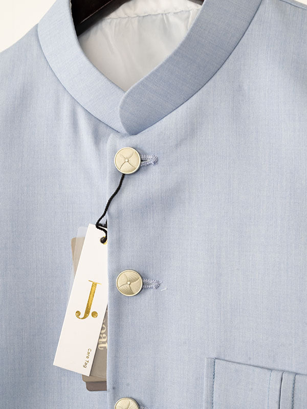 Blended Sky Blue Waist Coat - J. Junaid Jamshed
