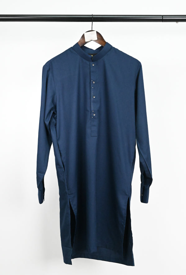 Blended Navy Kurta Trouser - President by Gul Ahmed