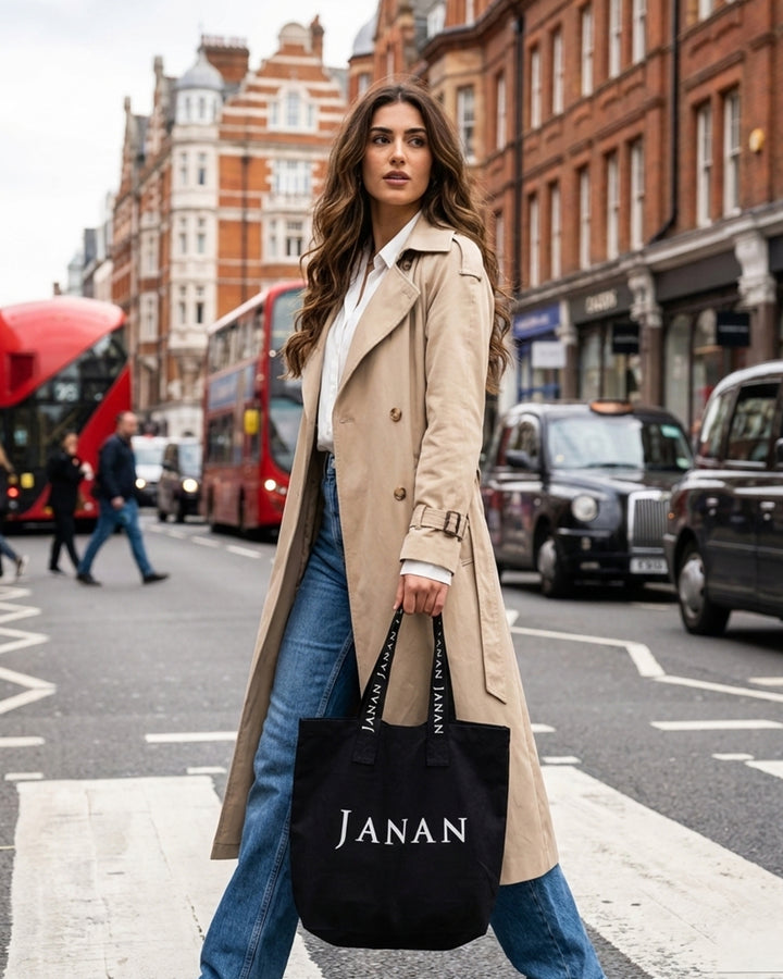 Janan Signature Black Tote Bag