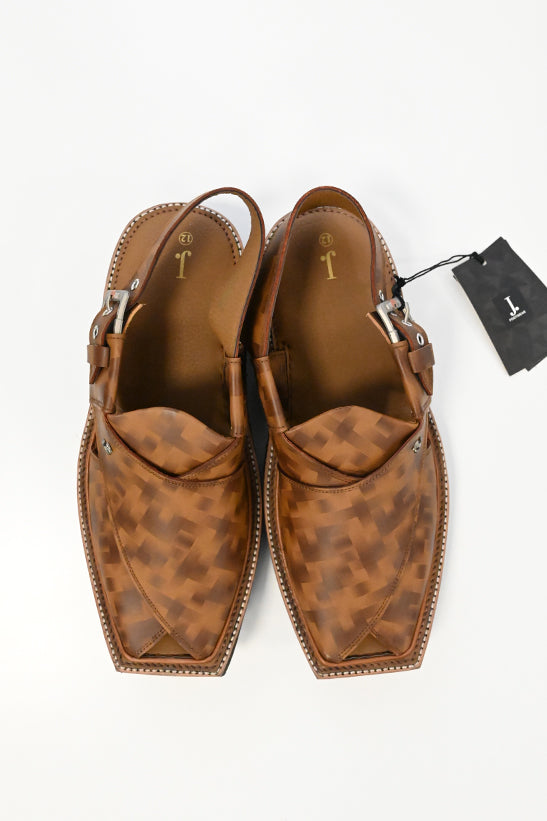 Plain Brown Peshawari Chappal - J. Junaid Jamshed