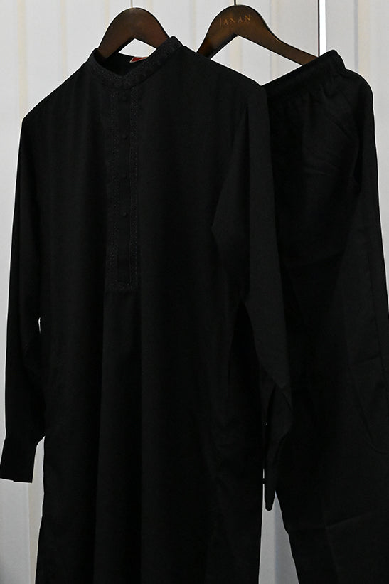 Blended Navy Blue Kurta Trouser- J. Junaid Jamshed