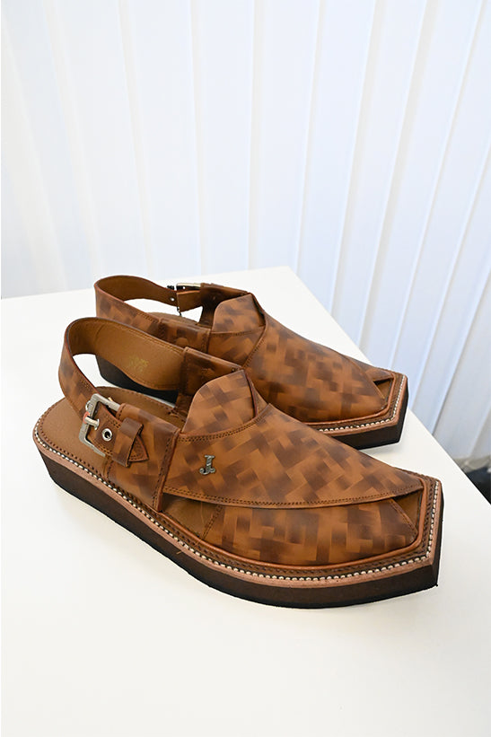 Plain Brown Peshawari Chappal - J. Junaid Jamshed