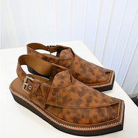 Plain Brown Peshawari Chappal - J. Junaid Jamshed