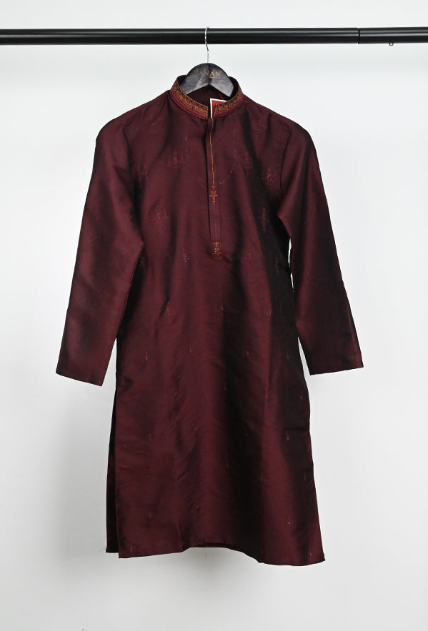 Polyester Maroon Special Kurta - J. Junaid Jamshed